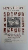 Affiche pour l'exposition <strong><em>Henry Lejeune : Encres de Chine colorées</em></strong> , à Hainaut-Tourisme (Mons) , du 28 septembre au 9 octobre 1984.
